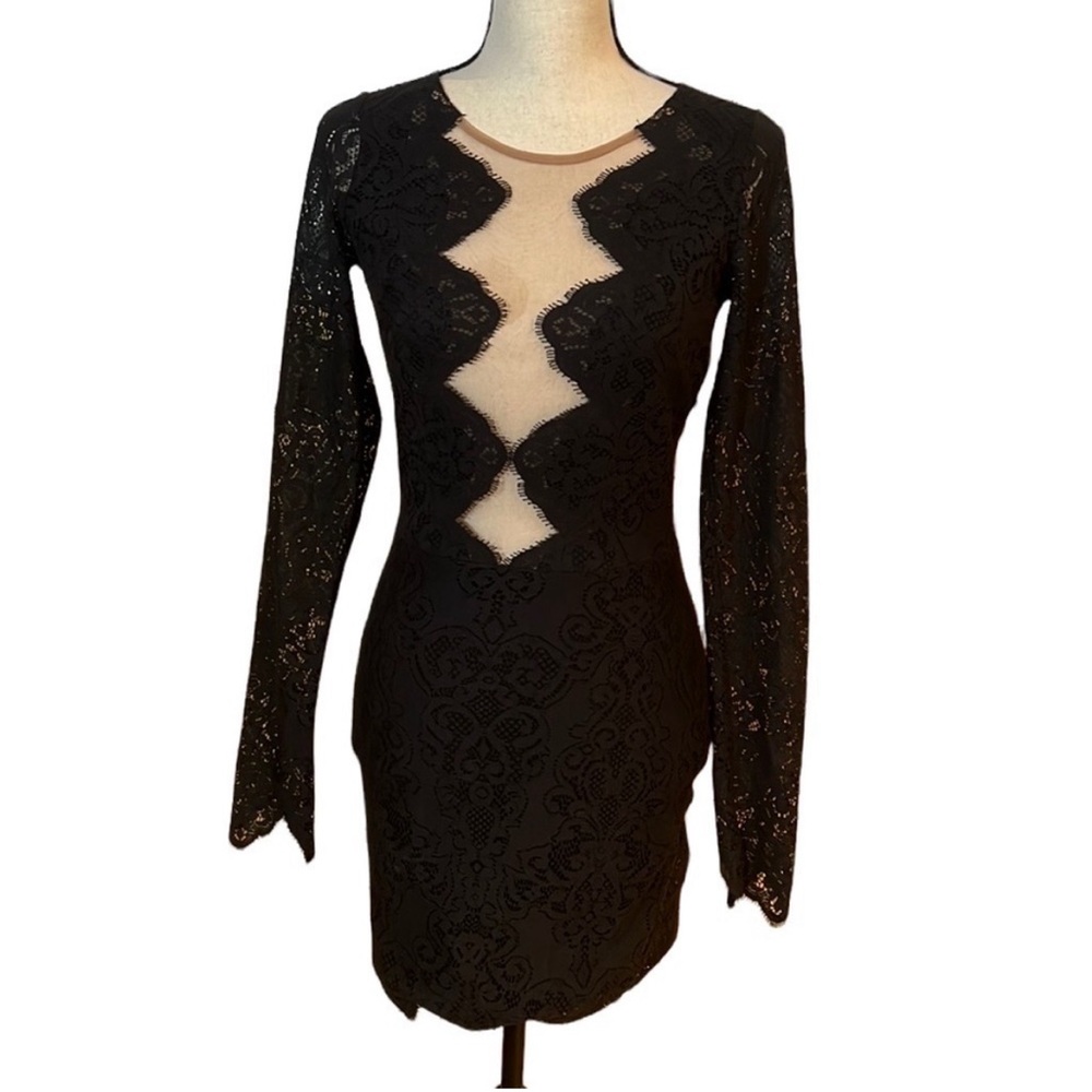 For Love And Lemons Black Lace Dress Sz-S